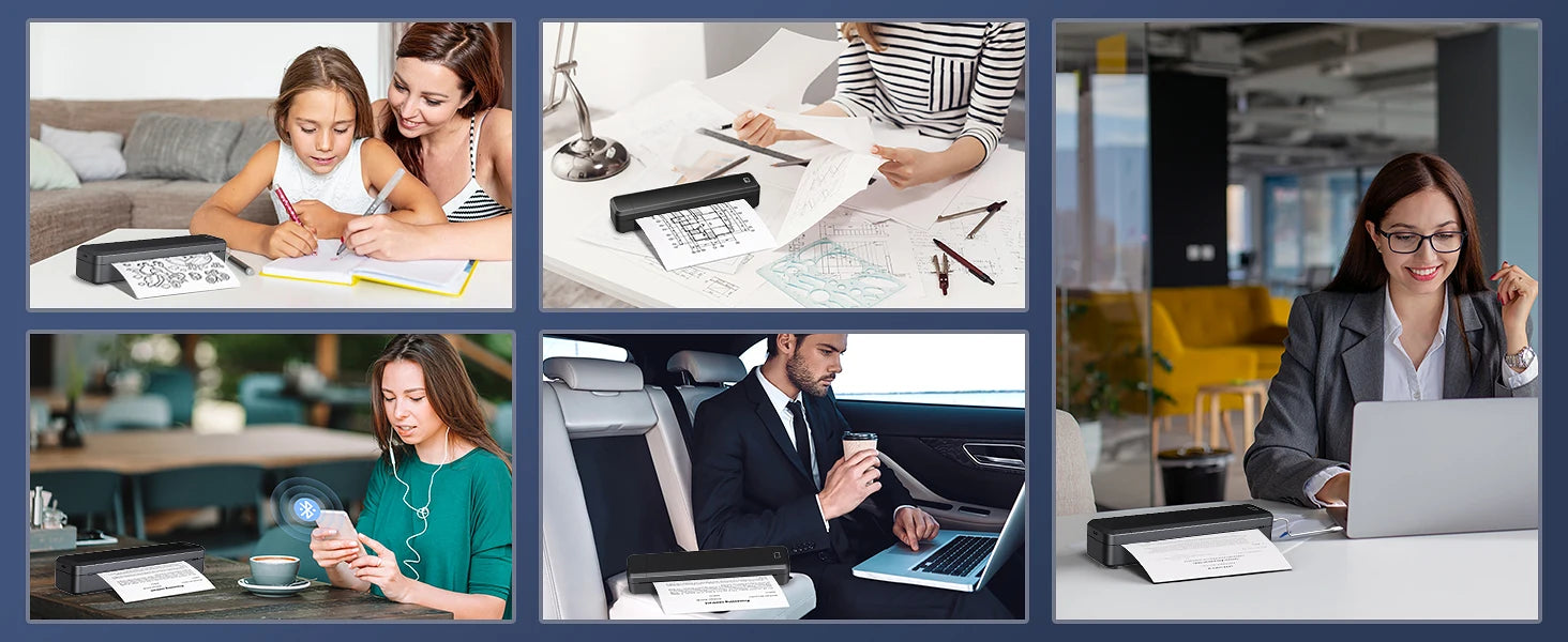 Portable Mini Thermal Printer – Bluetooth, Inkless, A4 Printing