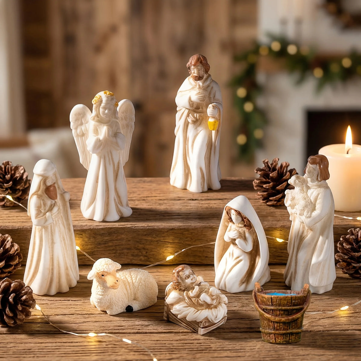 8pcs Collectible Miniature Nativity Scene Set