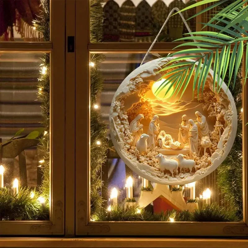 Handmade Nativity Scene sculptures (Christmas Door Decorator)