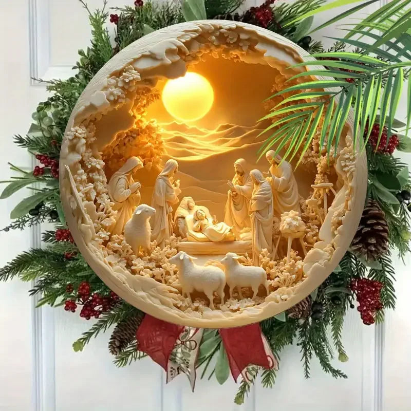 Handmade Nativity Scene sculptures (Christmas Door Decorator)