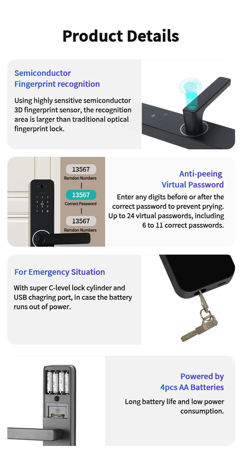 Wifi Smart Door Lock Digital Electronic Lock Remote