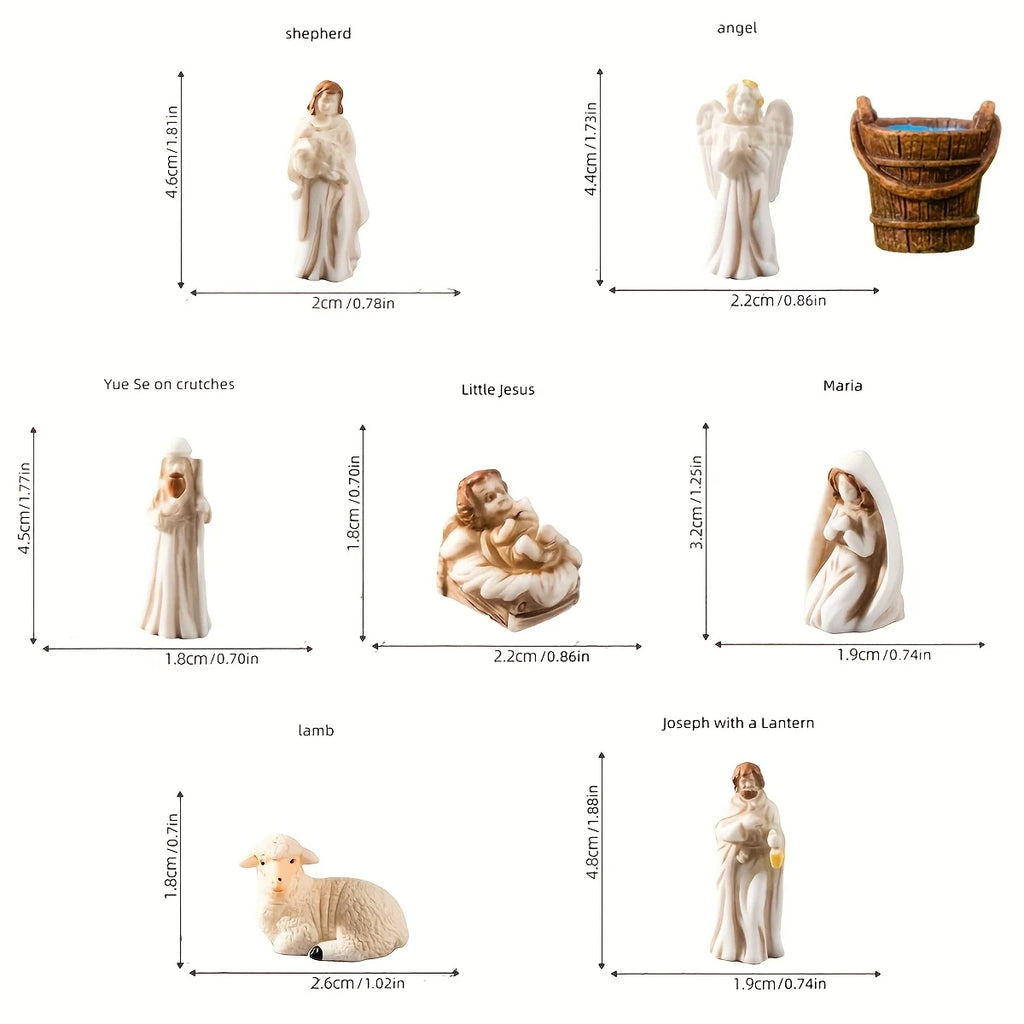 8pcs Collectible Miniature Nativity Scene Set