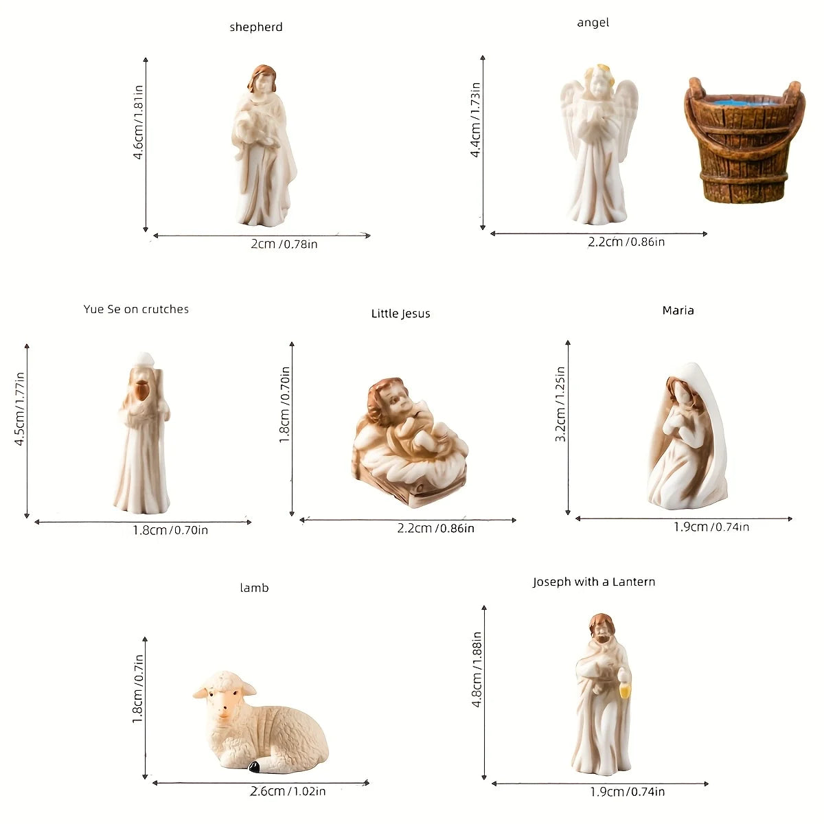 8pcs Collectible Miniature Nativity Scene Set