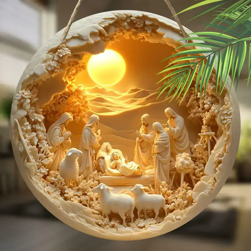 Handmade Nativity Scene sculptures (Christmas Door Decorator)