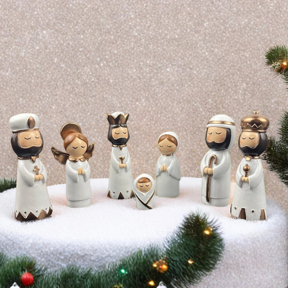 7 Pcs Small Nativity Set Resin