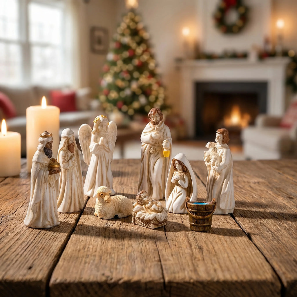 8pcs Collectible Miniature Nativity Scene Set