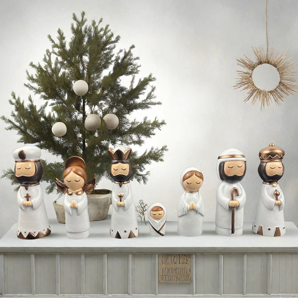 7 Pcs Small Nativity Set Resin