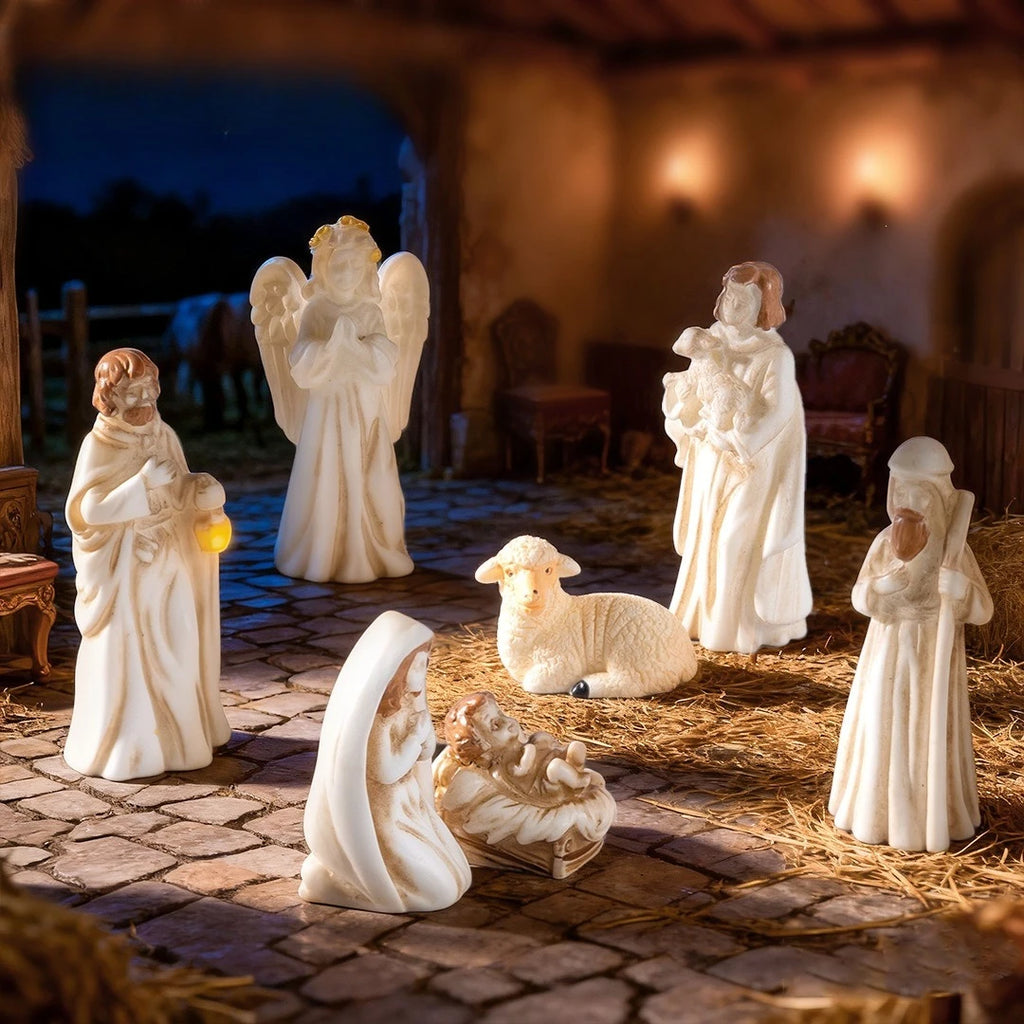 8pcs Collectible Miniature Nativity Scene Set