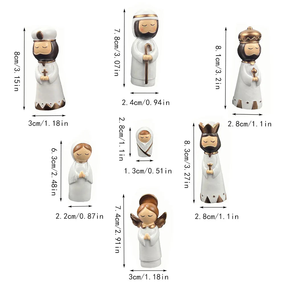 7 Pcs Small Nativity Set Resin