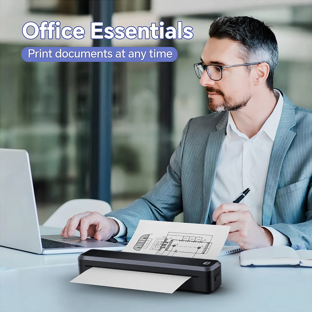 Portable Mini Thermal Printer – Bluetooth, Inkless, A4 Printing
