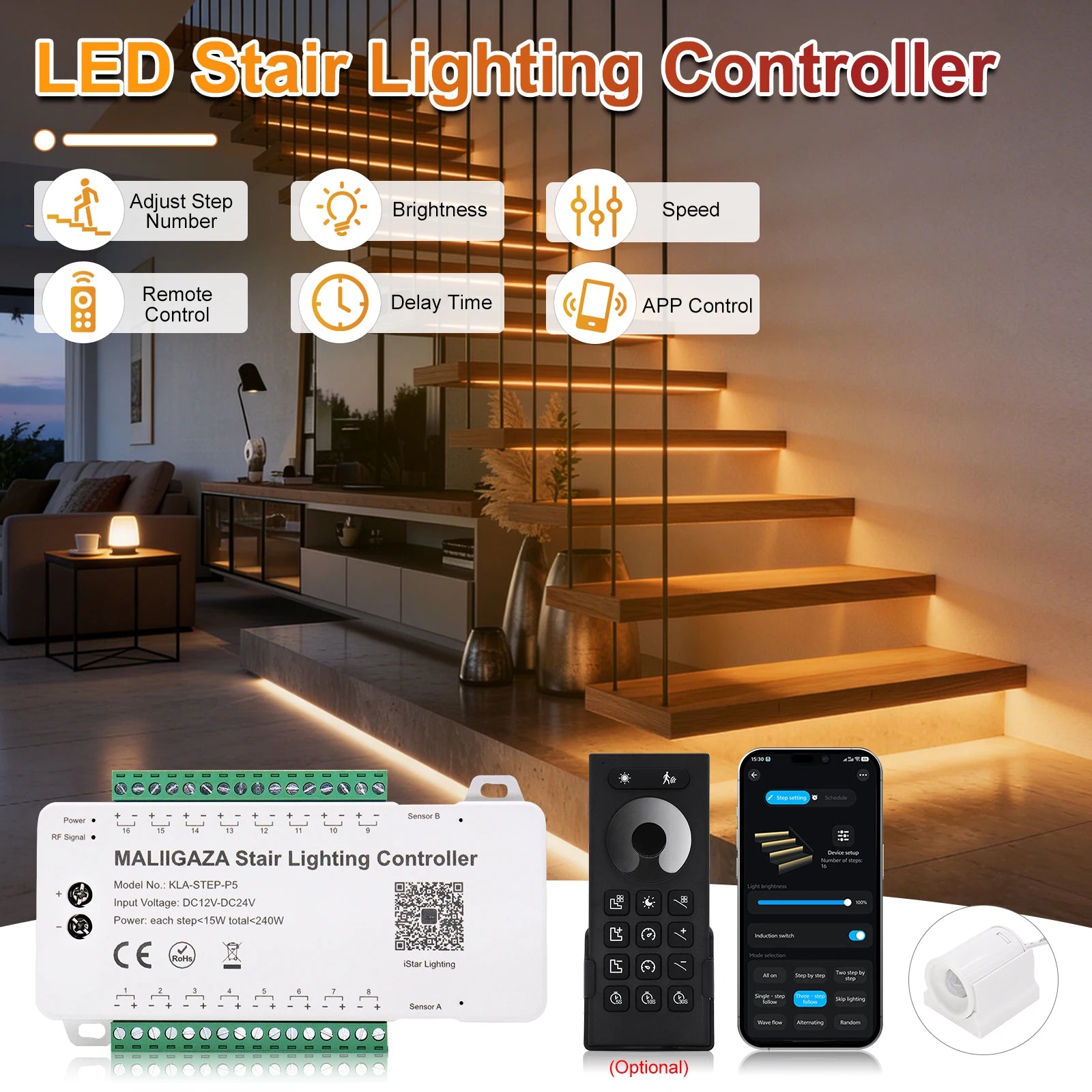 Intelligent Motion Sensor Stair Light Kit