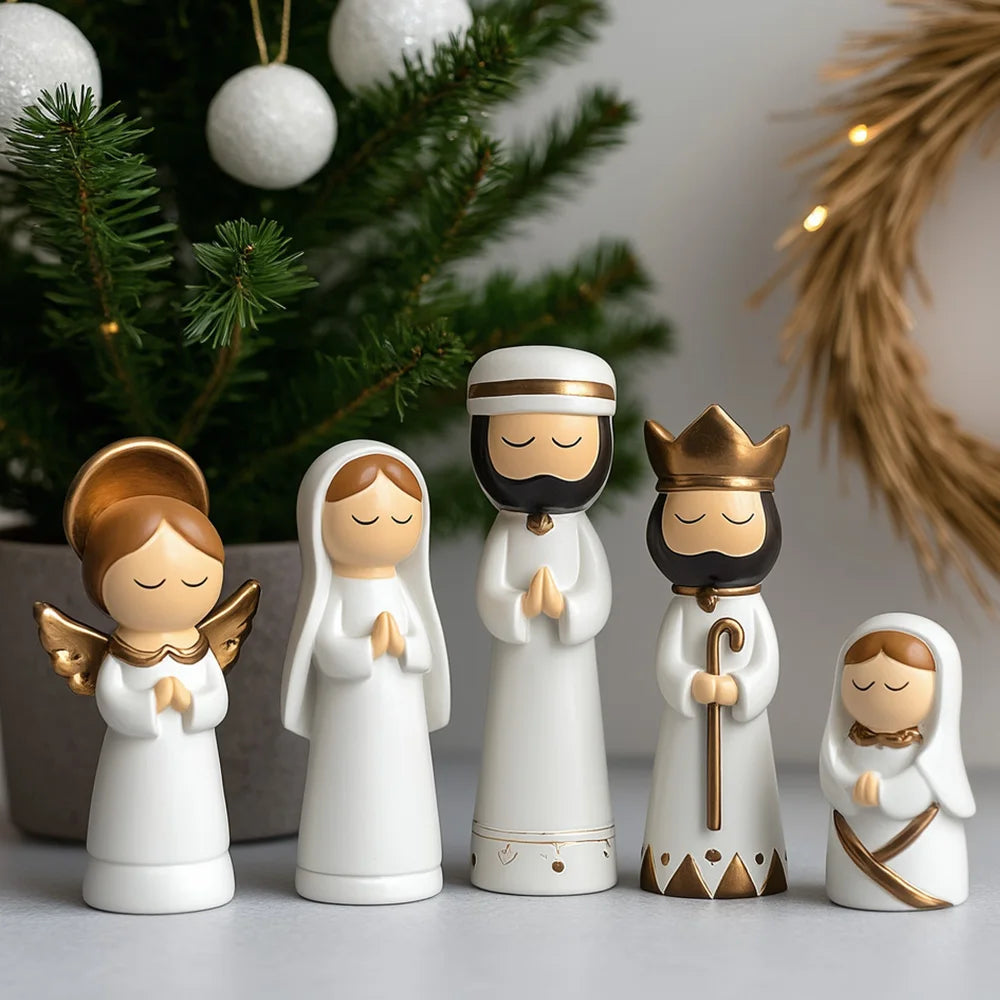 7 Pcs Small Nativity Set Resin
