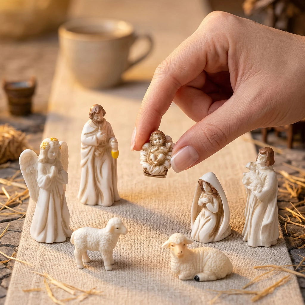 8pcs Collectible Miniature Nativity Scene Set
