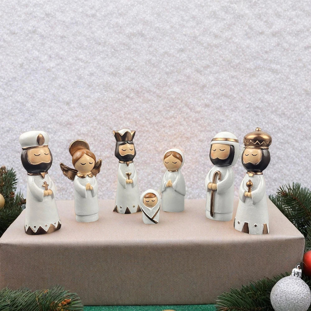 7 Pcs Small Nativity Set Resin
