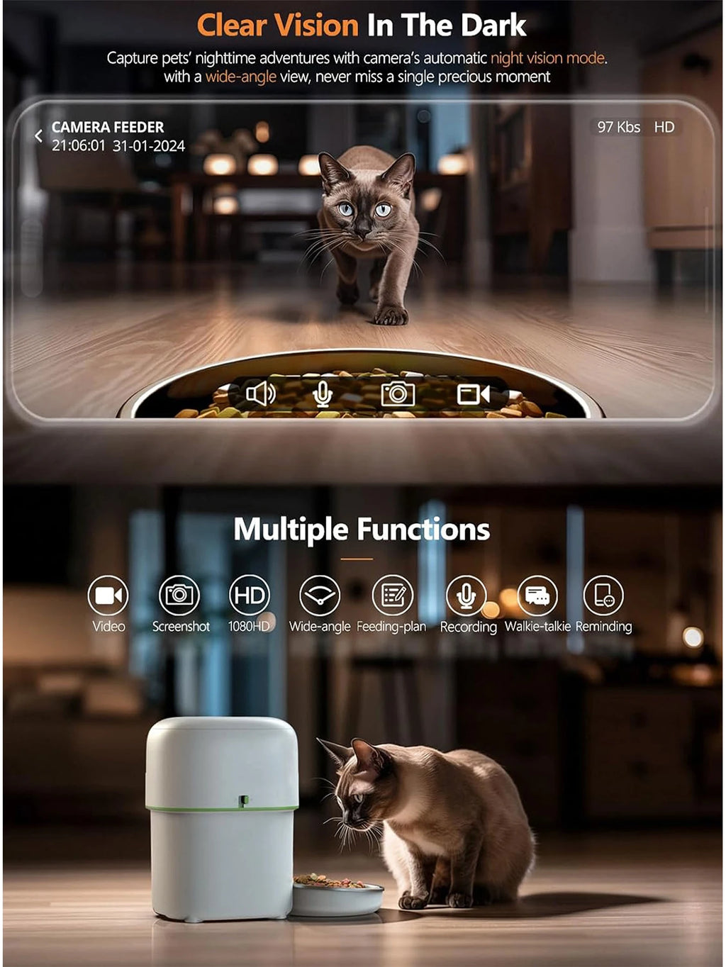 Smart Cat Feeder with HD Camera