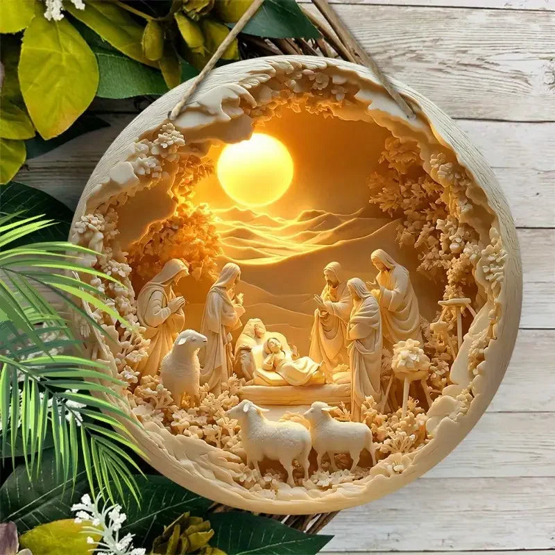 Handmade Nativity Scene sculptures (Christmas Door Decorator)