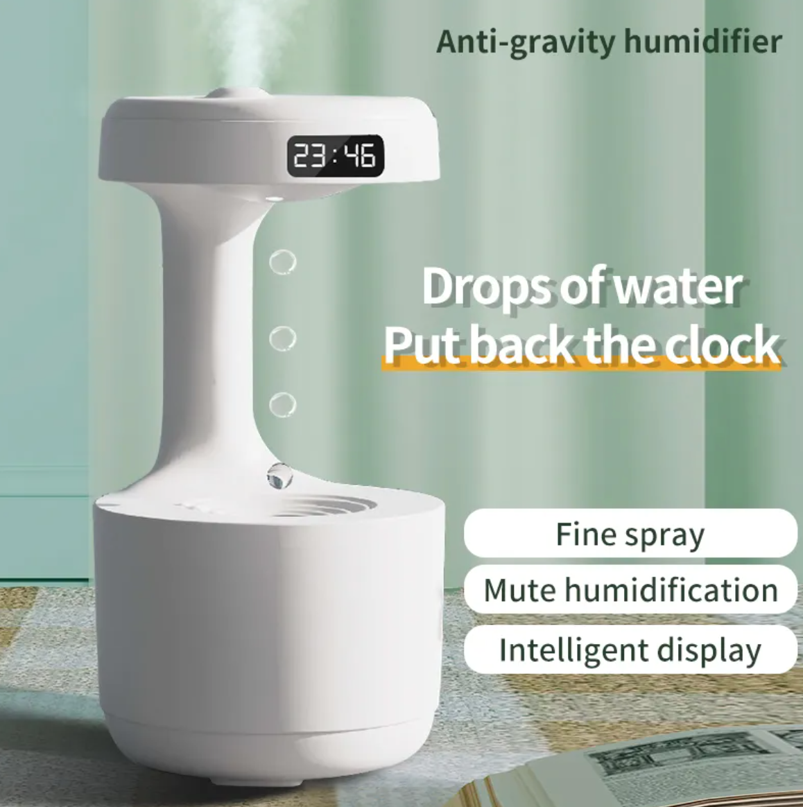 Bedroom Anti-Gravity Humidifier With Clock